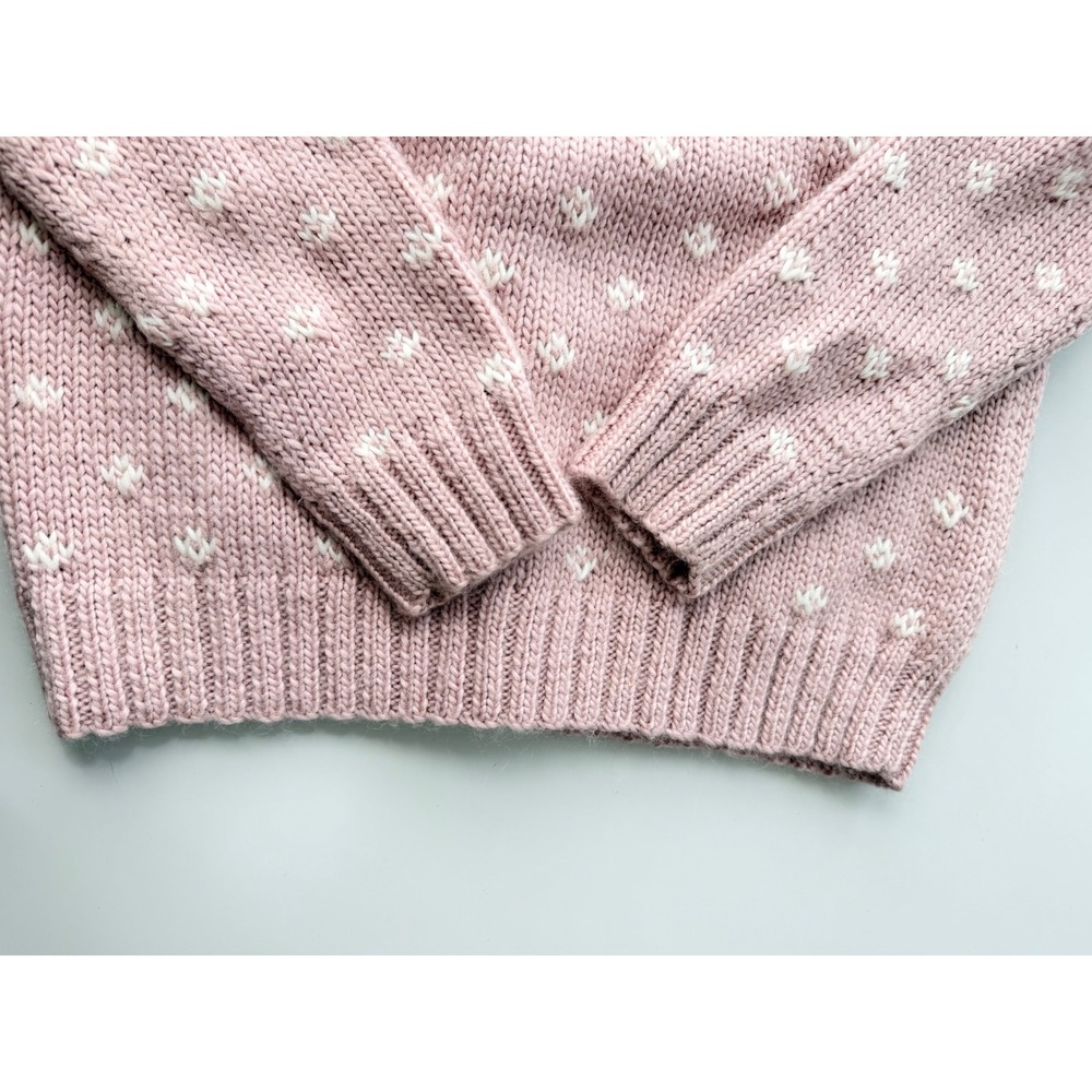 Lauren Ralph Lauren Pink Fair Isle Wool Mohair Hand Knit Mock Neck Sweater S - Picture 8 of 8